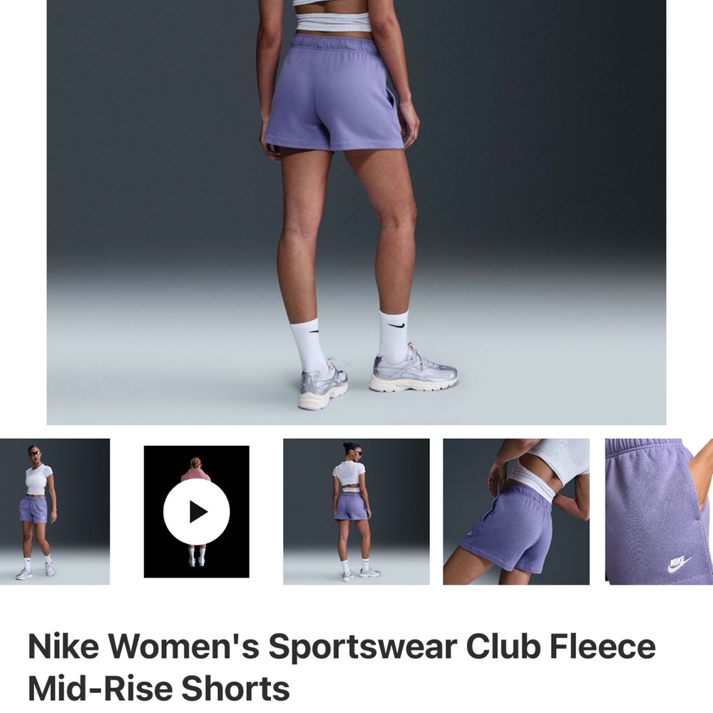 Nike Women's Sportswear Purple Fleece Shorts